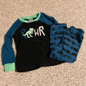 Dinosaur Roar Kids Pajama Set - Black and Teal